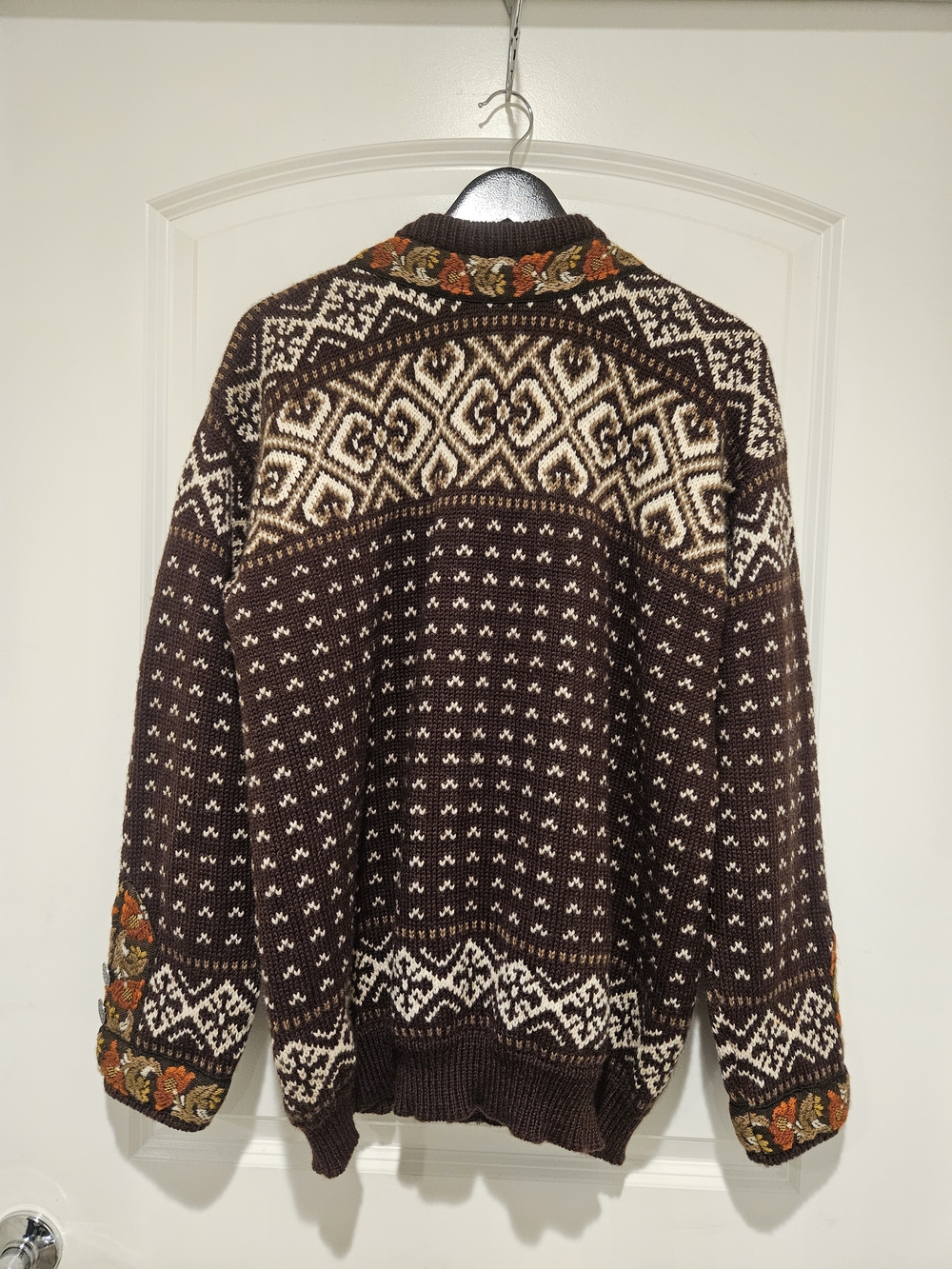 Women's Brown Nordic-Style New Wool Cardigan # 953 - Picture 2 of 6